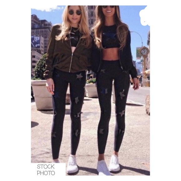 Jessica Simpson Navy Blue and Black Star Leggings that Glitter Women’s Medium - Picture 4 of 16